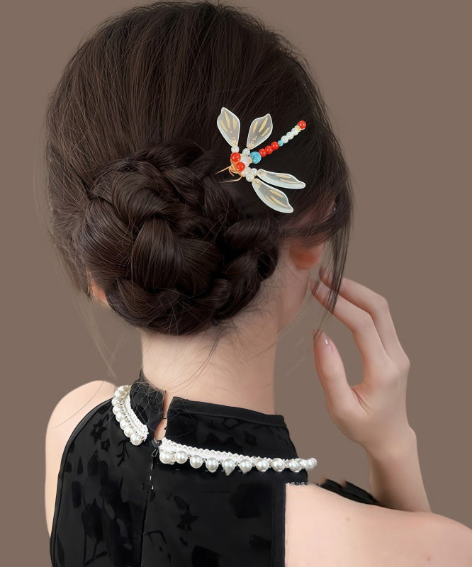 Chinese Style Rainbow Overgild Dragonfly U-Shaped Hairpin