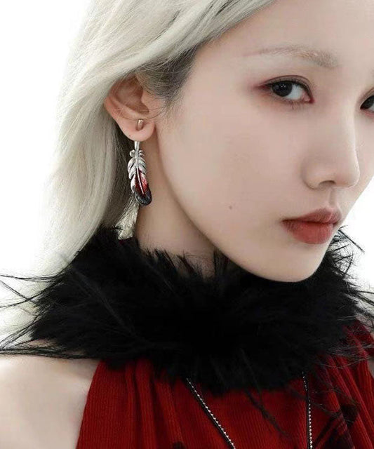 Pendientes colgantes con llavero de cobre y seda esmaltado al estilo chino