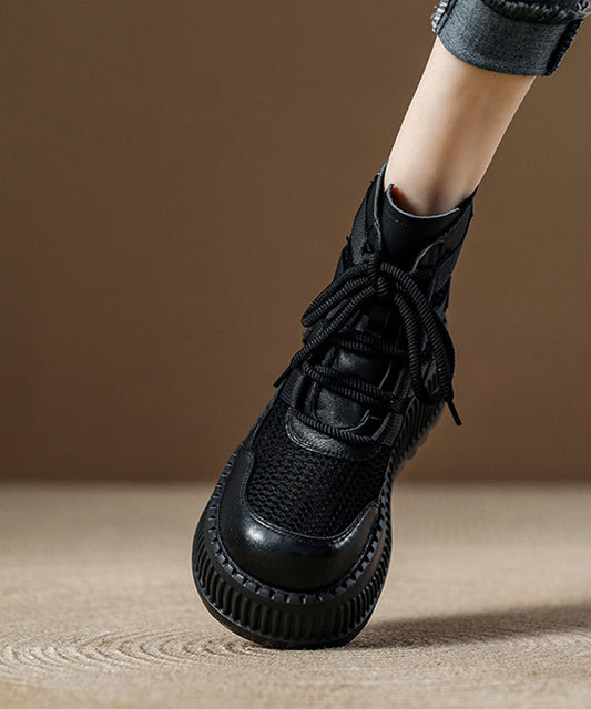 Chocolate Platform Breathable Mesh Handmade Splicing Boots