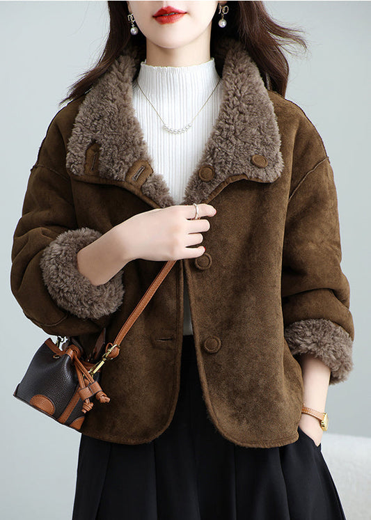 Chocolate Woolen Coat Outwear Oversized Wear On Both Sides Winter