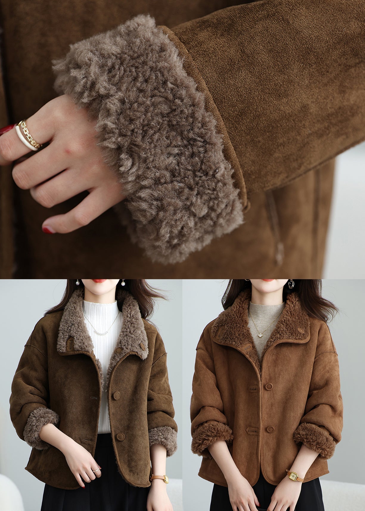 Chocolate Woolen Coat Outwear Oversized Wear On Both Sides Winter