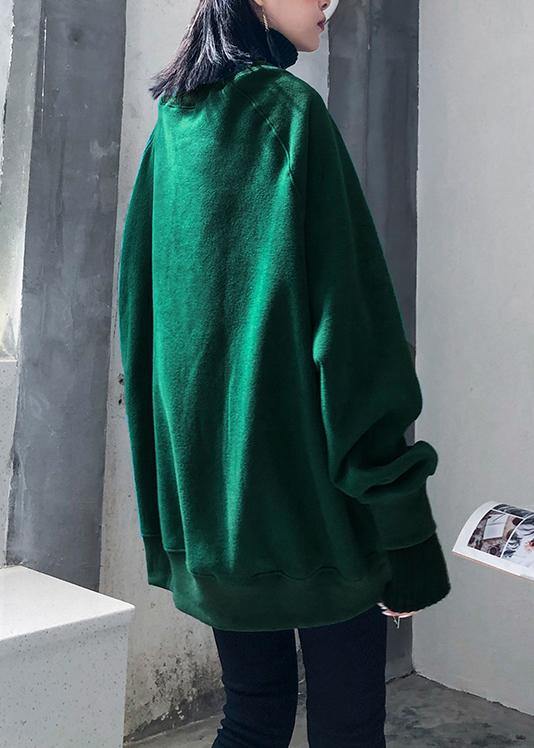 Chunky green knitted pullover fall fashion winter sweaters o neck - SooLinen