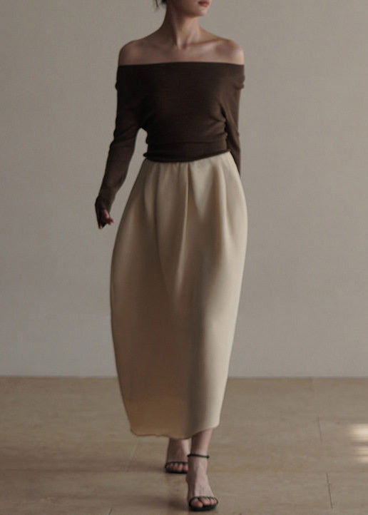 Classy Apricot Exra Large Hem Cotton Skirts Spring