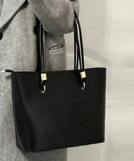 Classy Black Solid Durable Large Capacity Faux Leather Shoulder Bags
