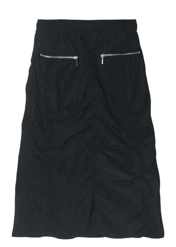 Edle schwarze, faltige, lässige Herbströcke mit Reißverschlusstaschen