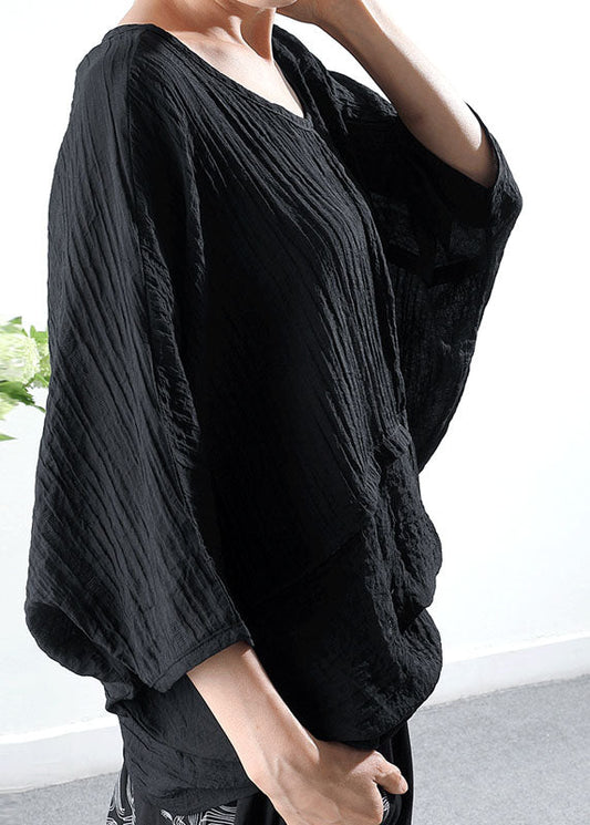 Edle Blaue Lose Fledermausflügel Ärmel Shirts Frühling