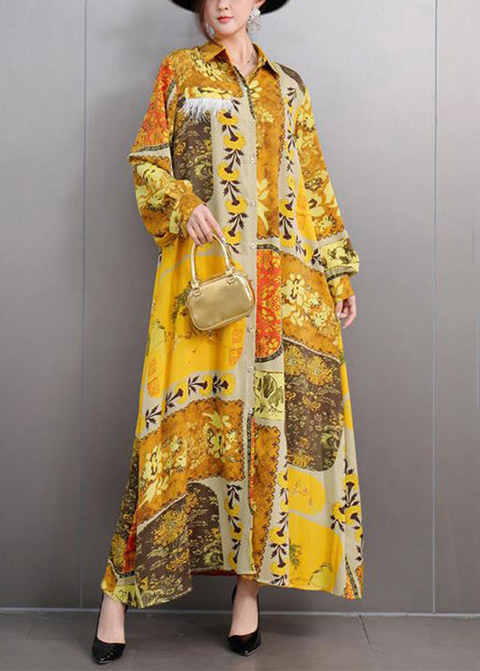 Classy Blue Peter Pan Collar Print Party Long Shirts Dress Fall