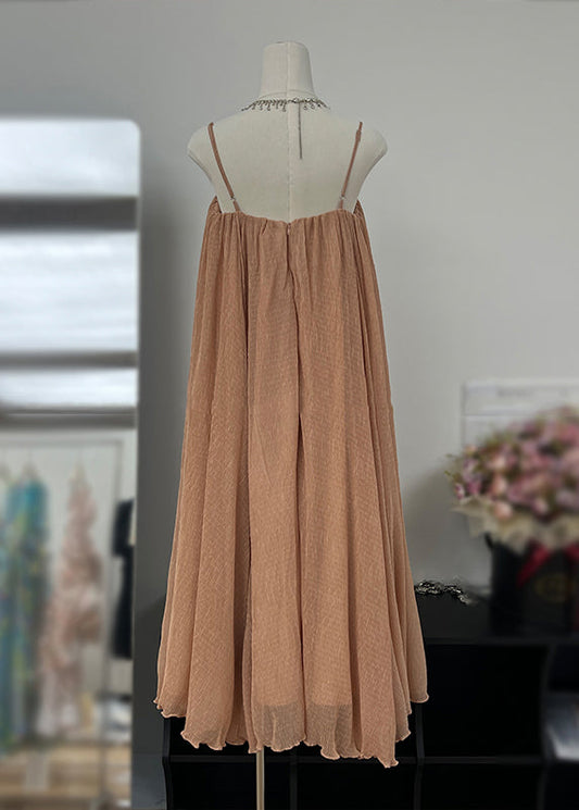 Classy Brick Red Oversized Chiffon Sundress Summer