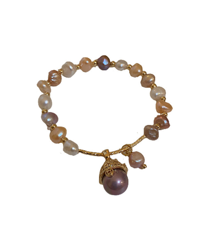 Edles Gold Kupfer Zirkon Perle Glückskatze Charm Armband