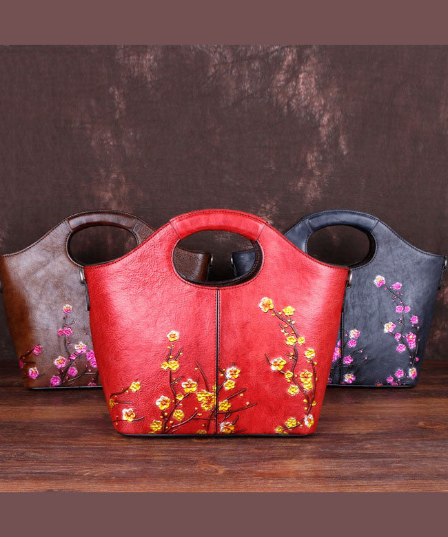 Edle graue Mode Prägung Paitings Kalbsleder Tote Handtasche