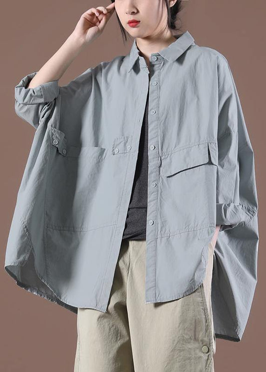 Classy Light Green Spring Asymmetrical Design Top Long Sleeve - SooLinen