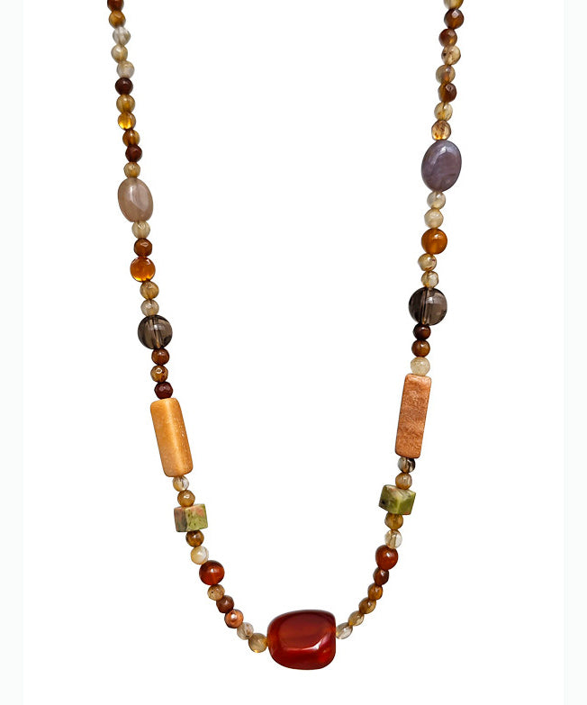 Classy Multicolored Agate Gratuated Bead Necklace