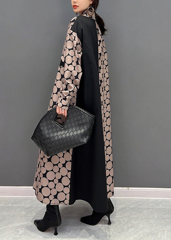 Edler Peter Pan Kragen Dot Button Urlaub Maxi Shirts Kleider Frühling