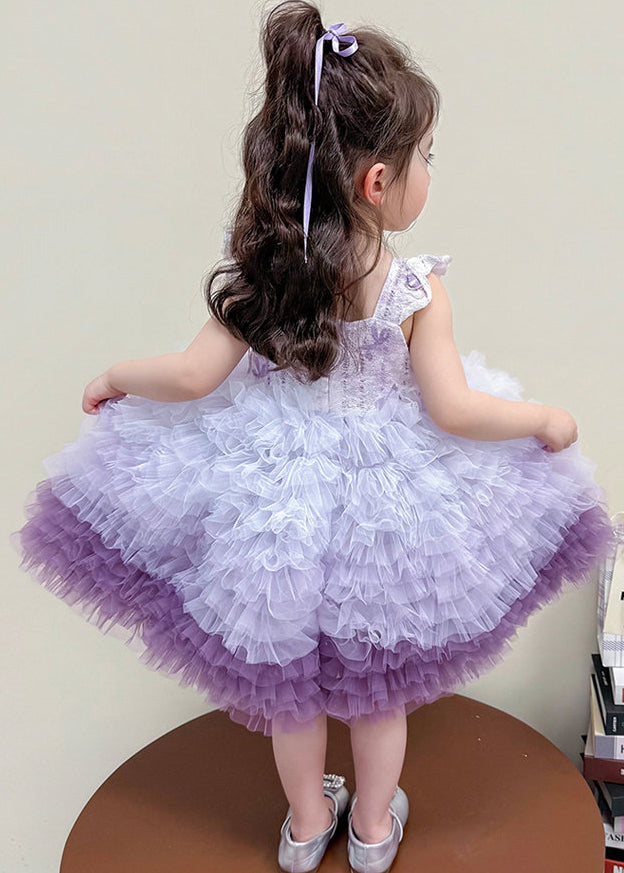 Classy Purple Exra Large Hem Tulle Baby Girls Kuromi Dress Summer