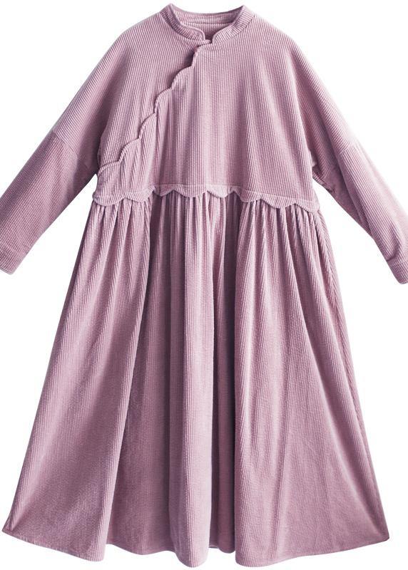 Classy Stand Patchwork Spring dress Neckline Pink Dresses - SooLinen