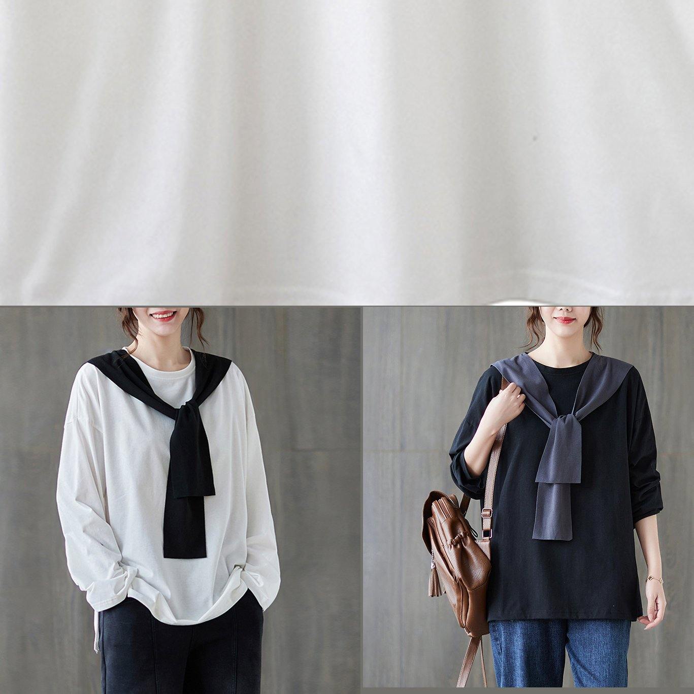 Classy White Shirts Women O Neck Side Open Loose Spring Blouse - SooLinen