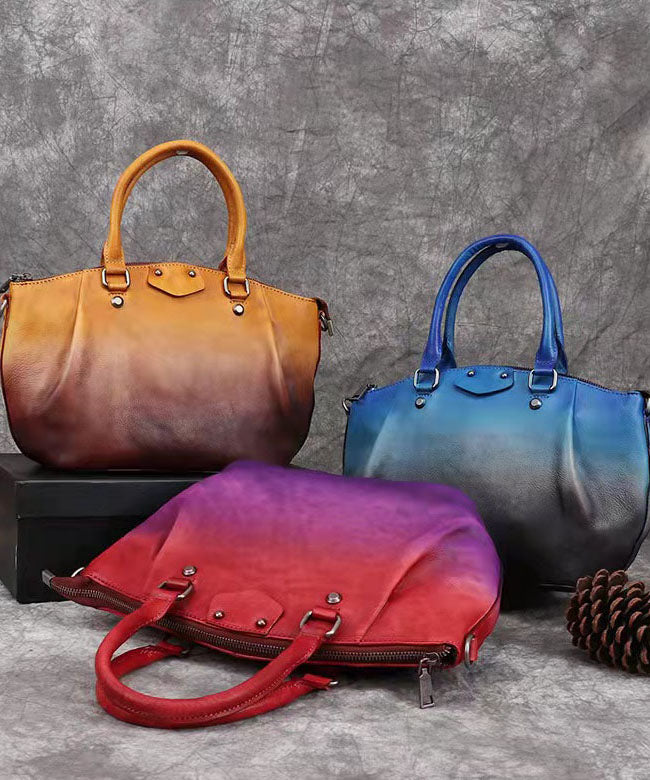 Edle Tote-Handtasche aus Kalbsleder in Gelb mit Farbmuster