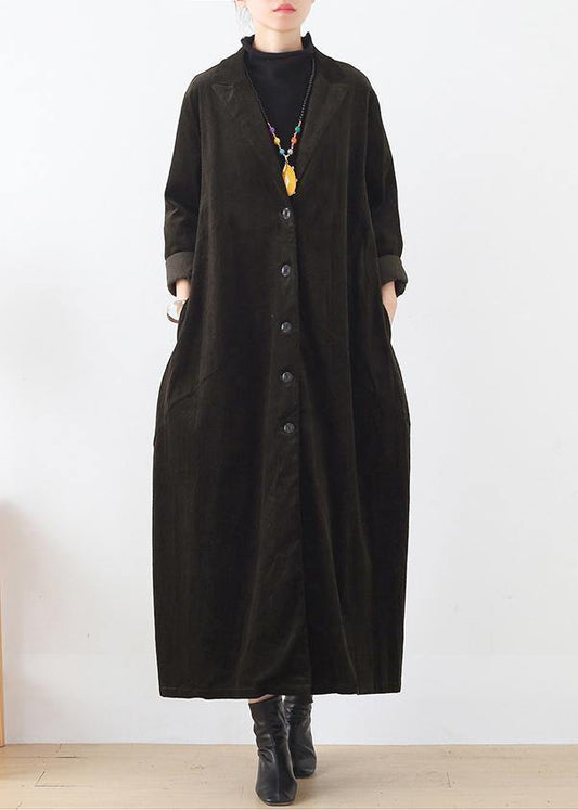 Classy army green clothes For Women Fashion Ideas Notched patchwork coat - SooLinen