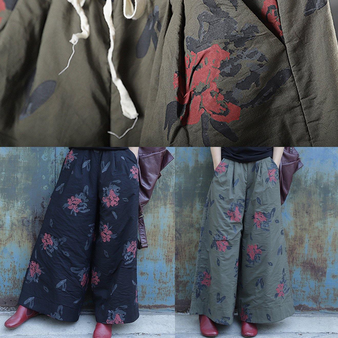 Classy elastic waist shorts plus size clothing black prints Fashion Ideas wide leg Jeans - SooLinen