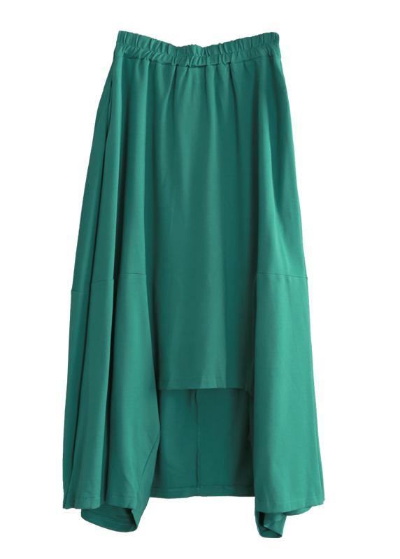 Classy green Fashion Ideas elastic waist asymmetric pants - SooLinen