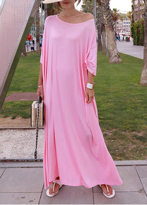 Classy o neck Batwing Sleeve cotton dresses black cotton robes Dresses - SooLinen