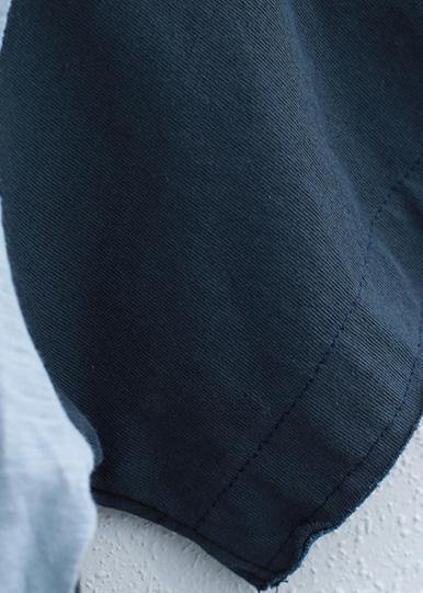 Classy patchwork cotton shirts women short sleeve o neck shirts - SooLinen