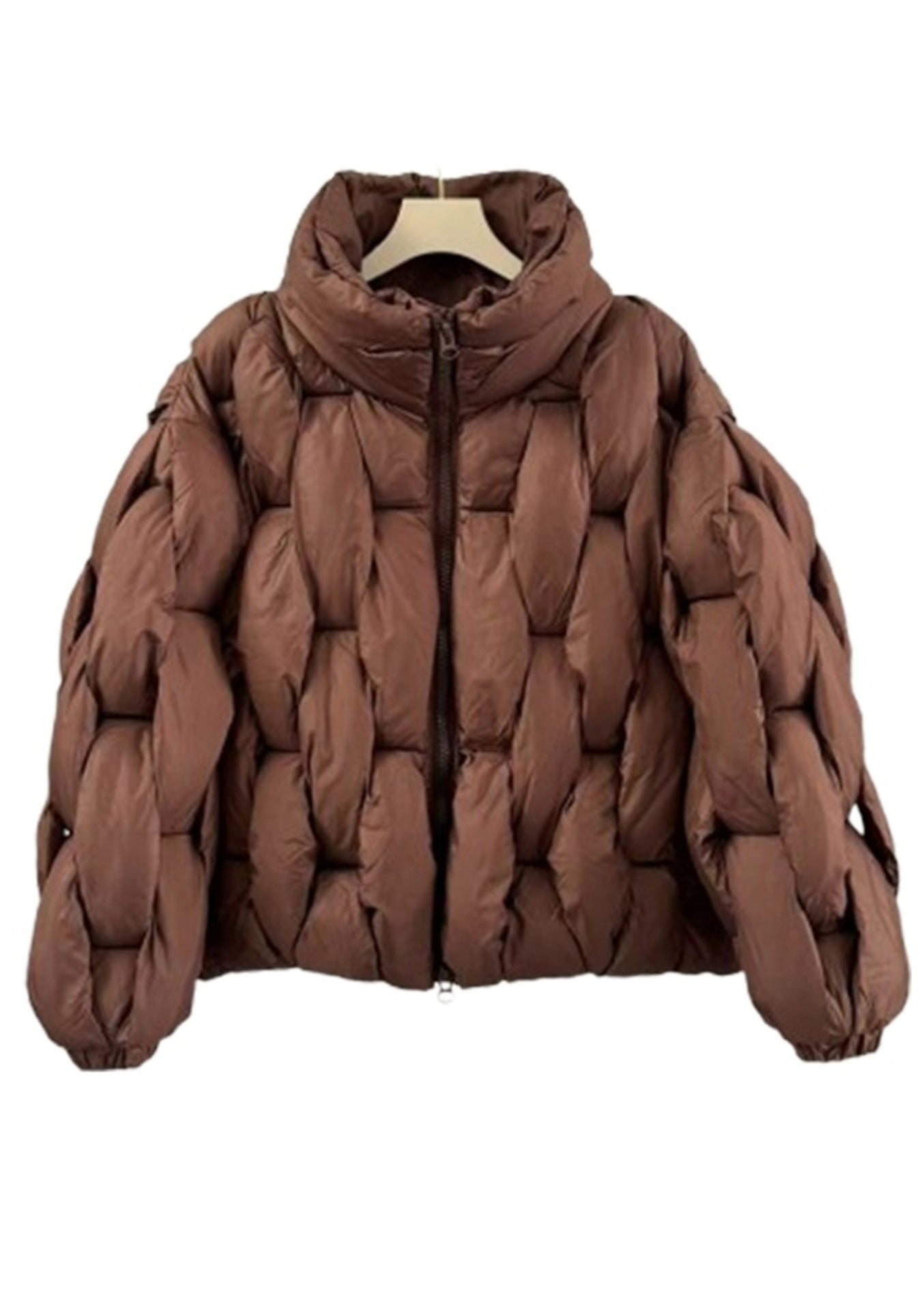 Abrigos de invierno con cuello alto y relleno de algodón fino con cremallera y diseño original de café