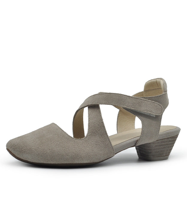 Comfy Apricot Cross Strap Splicing Suede Chunky Sandals