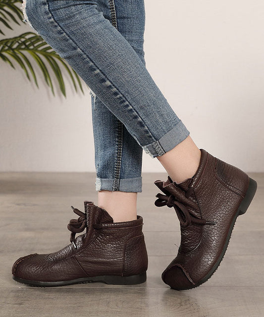 Bequeme Schnürstiefel Schwarz Warm Fleecegefüttert Rindsleder Shelsea