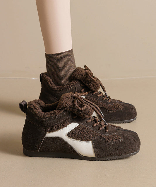 Bequeme Plateau-Schnürschuhe mit Leopardenmuster aus Wildleder