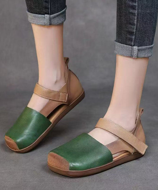 Comfy Splicing Walking Sandals Brown Faux Leather Hollow Out