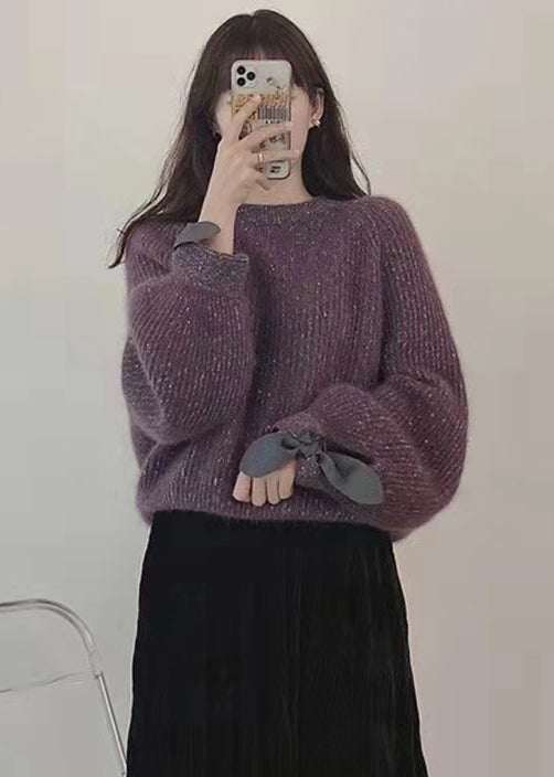 Kuscheliger, himmelblauer Pailletten-Oversize-Strickpullover für den Winter