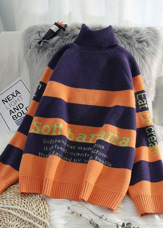 Cozy alphabet green knitwear Loose fitting high neck knitted t shirt - SooLinen