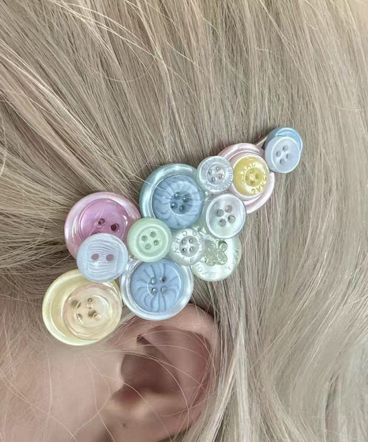 Cut Blue Acrylic Button Hairpin