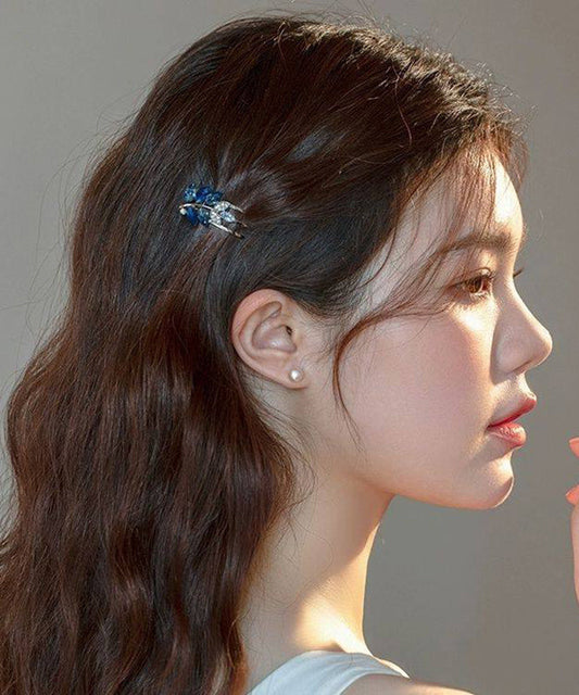 Cute Blue Alloy Zircon Butterfly Crystal Hairpin Two-Piece Set