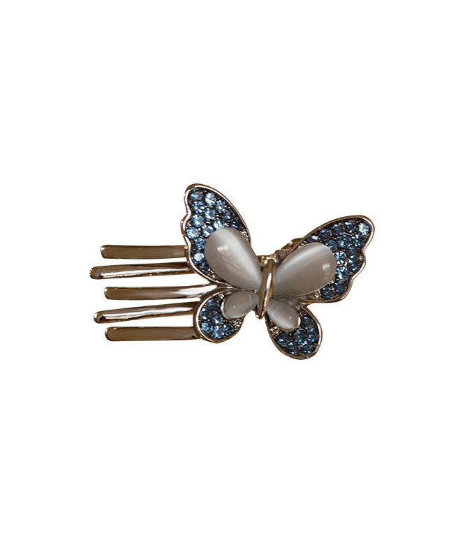 Cute Blue Alloy Zircon Butterfly Crystal Hairpin Two-Piece Set
