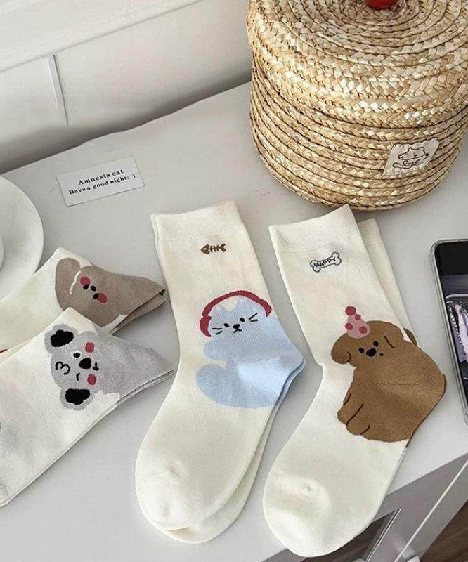 Cute Cartoon Thin Mid Calf Socks Summer