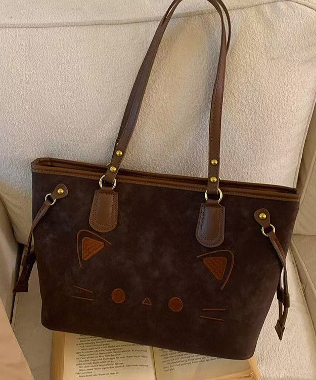 Cute Cate Large Capacity Rivet Faux Leather Satchel Handbag