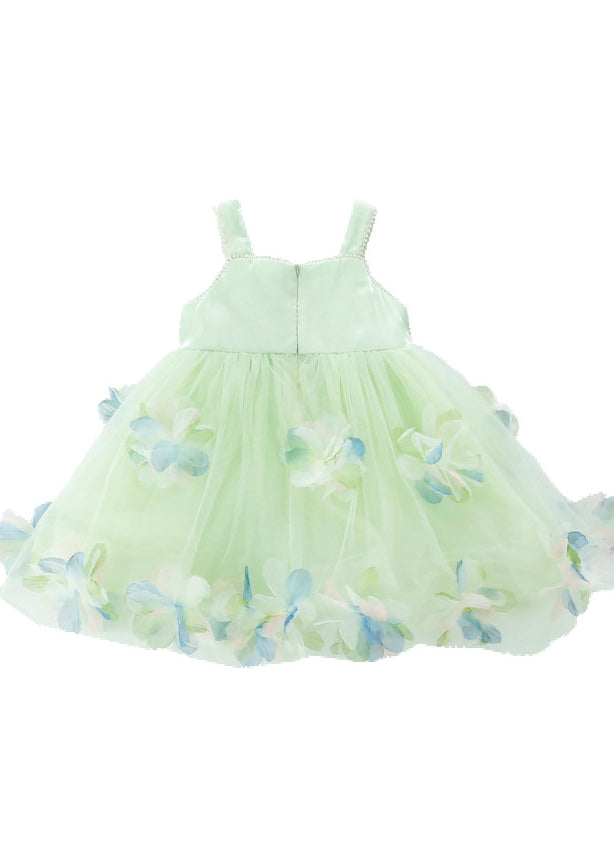 Cute Green Sequins Floral Tulle Kids Girls Holiday Dress Summer