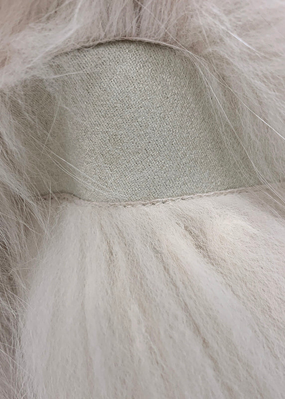 Niedliche hellrosa V-Ausschnitt-Mäntel aus Leder und Pelz mit Patchwork-Design für den Winter