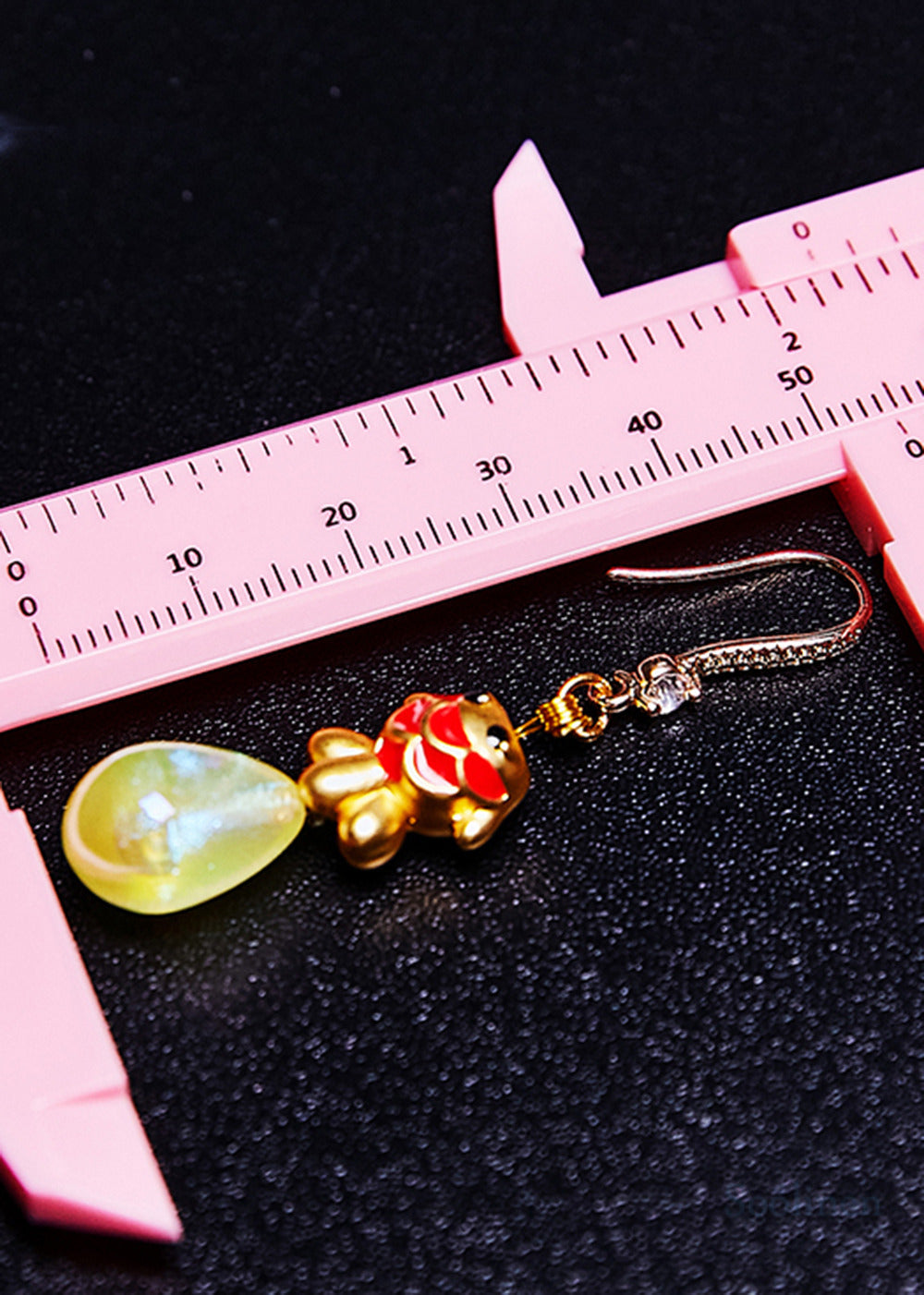 Cute Light Yellow Water Droplet Goldfish Gilding Drop Earrings