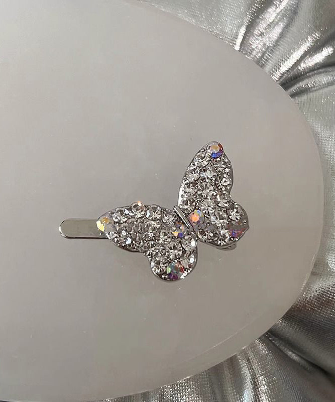 Cute Pink Alloy Zircon Butterfly Hairpin
