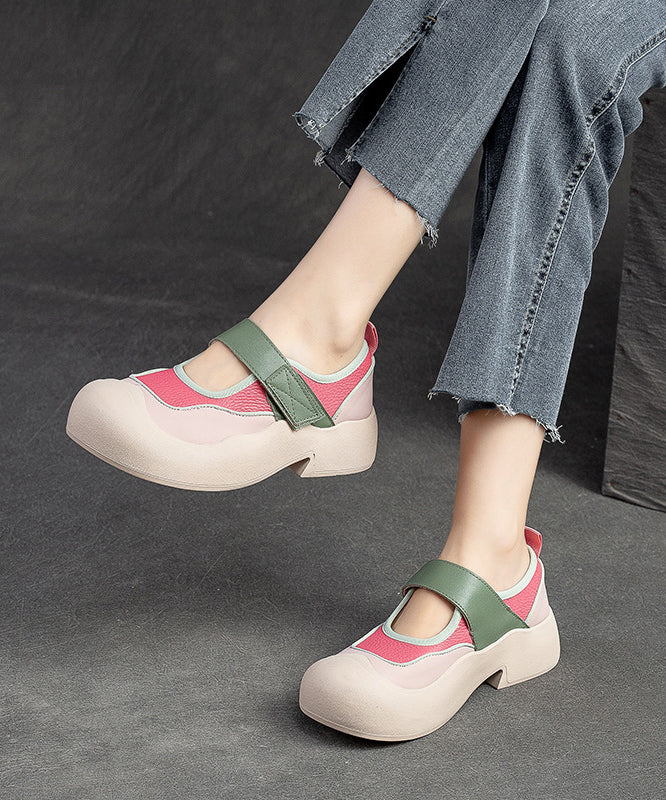 Süße rosa Loafer mit Schnallenriemen und dicker Sohle