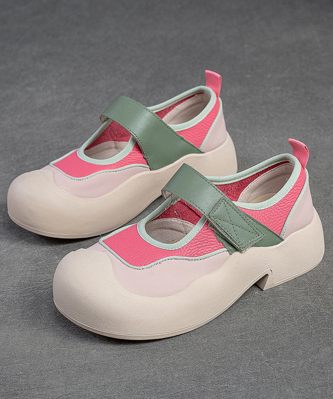 Süße rosa Loafer mit Schnallenriemen und dicker Sohle