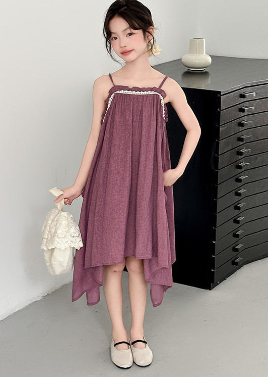 Cute Purple Oversized Butterfly Cotton Kids Girls Women Sets 2 Pieces Summer