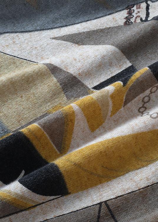 Cute o neck yellow print sweaters Loose fitting Batwing Sleeve knitted top - SooLinen