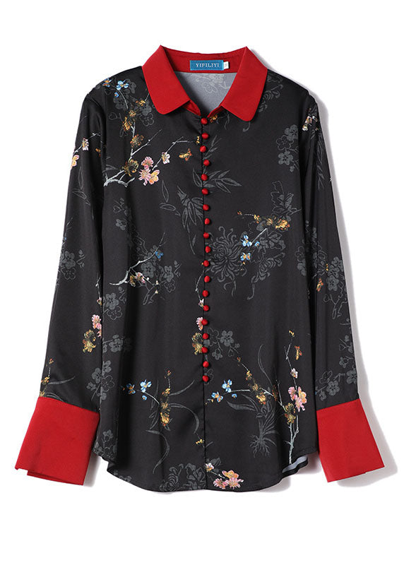 DIY Schwarzes Patchwork-Langarm-Oberteil mit Knopfdruck für den Herbst