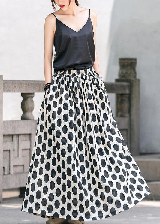 DIY Black Dotted Long Maxi Skirt - SooLinen