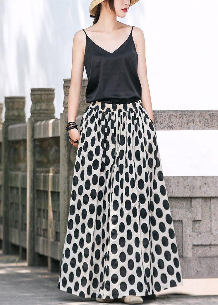 DIY Black Dotted Long Maxi Skirt - SooLinen