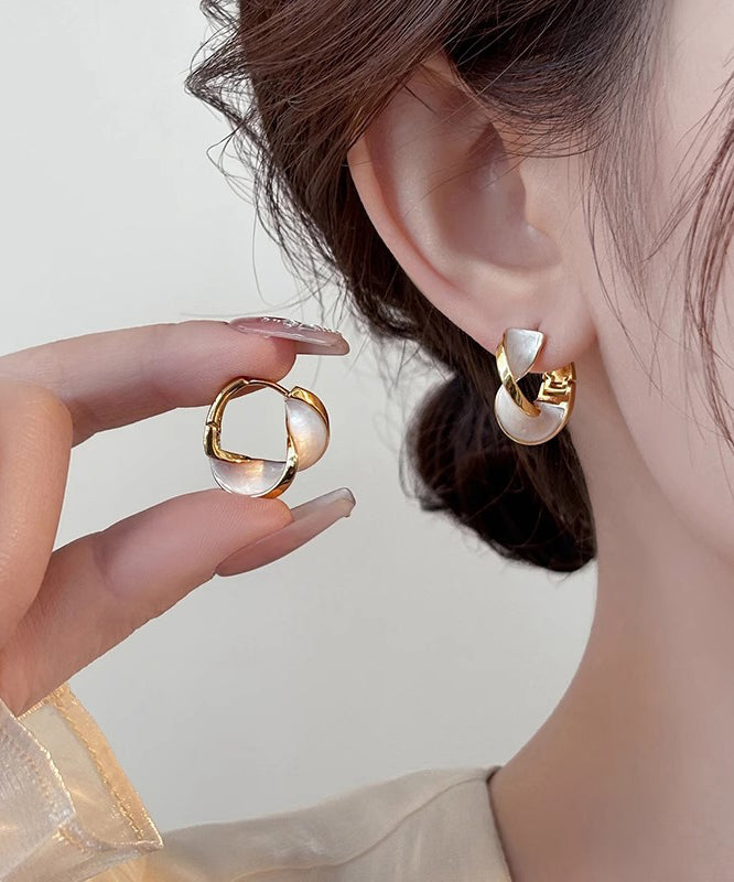 DIY Blue Copper Overgild Wave Hoop Earrings